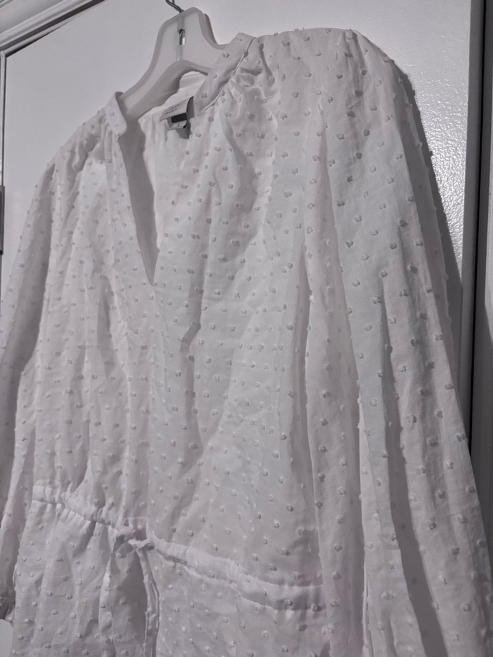 100% cotton a new day White Swiss-Dot Tie-Front Tunic Blouse size small - Picture 4 of 7